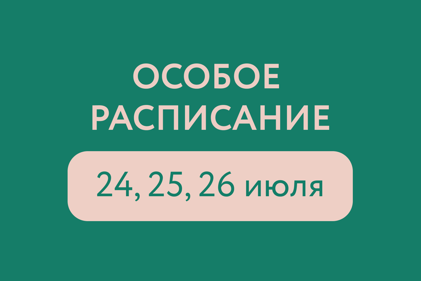 В период с 24 по 26 июля в клинике действует особый график работы